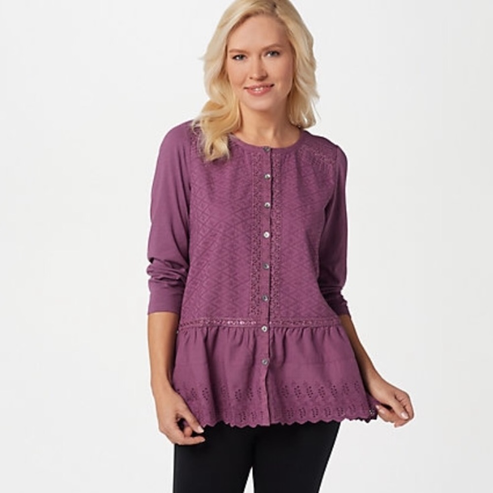 Purple lace detail blouse